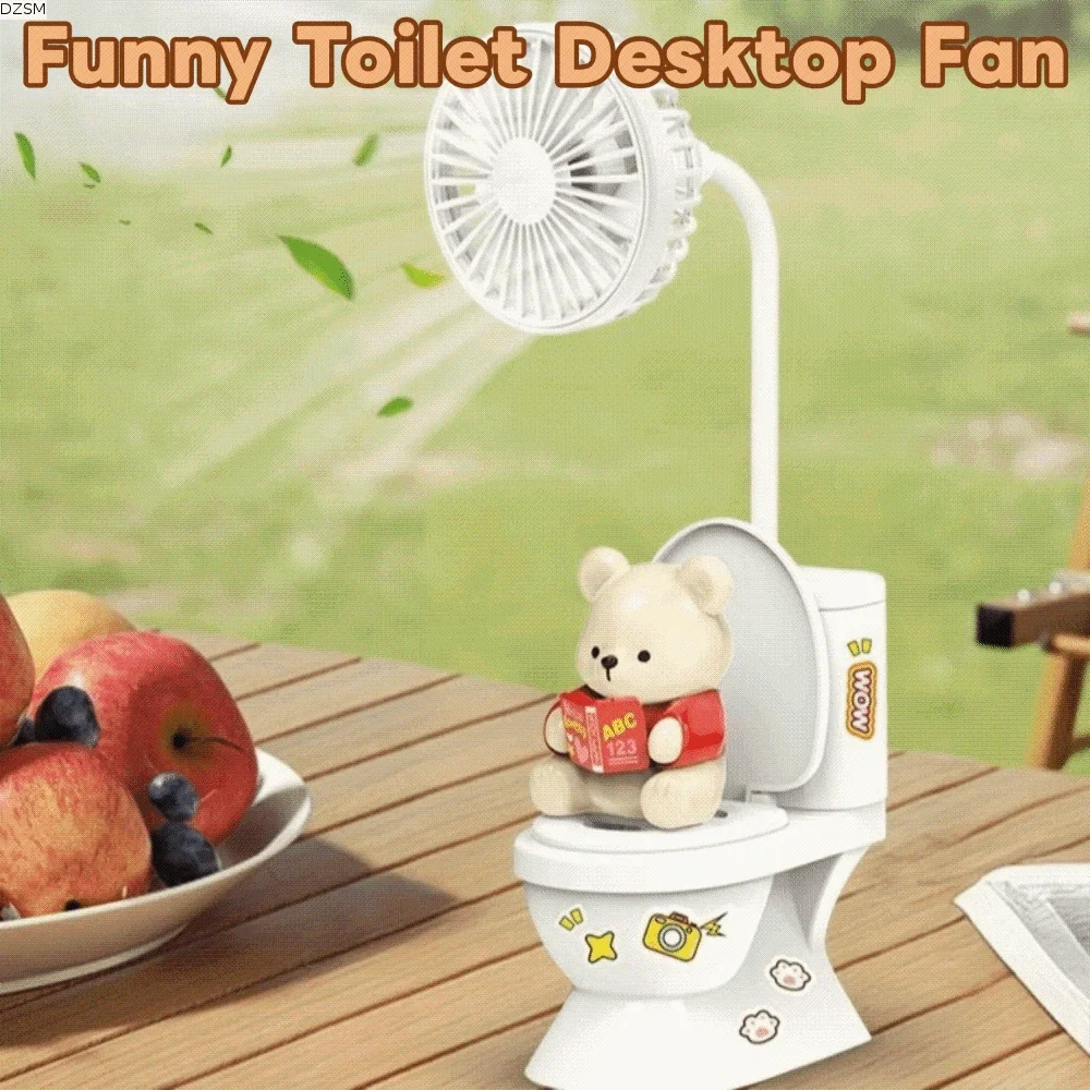 Funny Toilet Desktop Fan – USB Rechargeable Portable Desk Fan