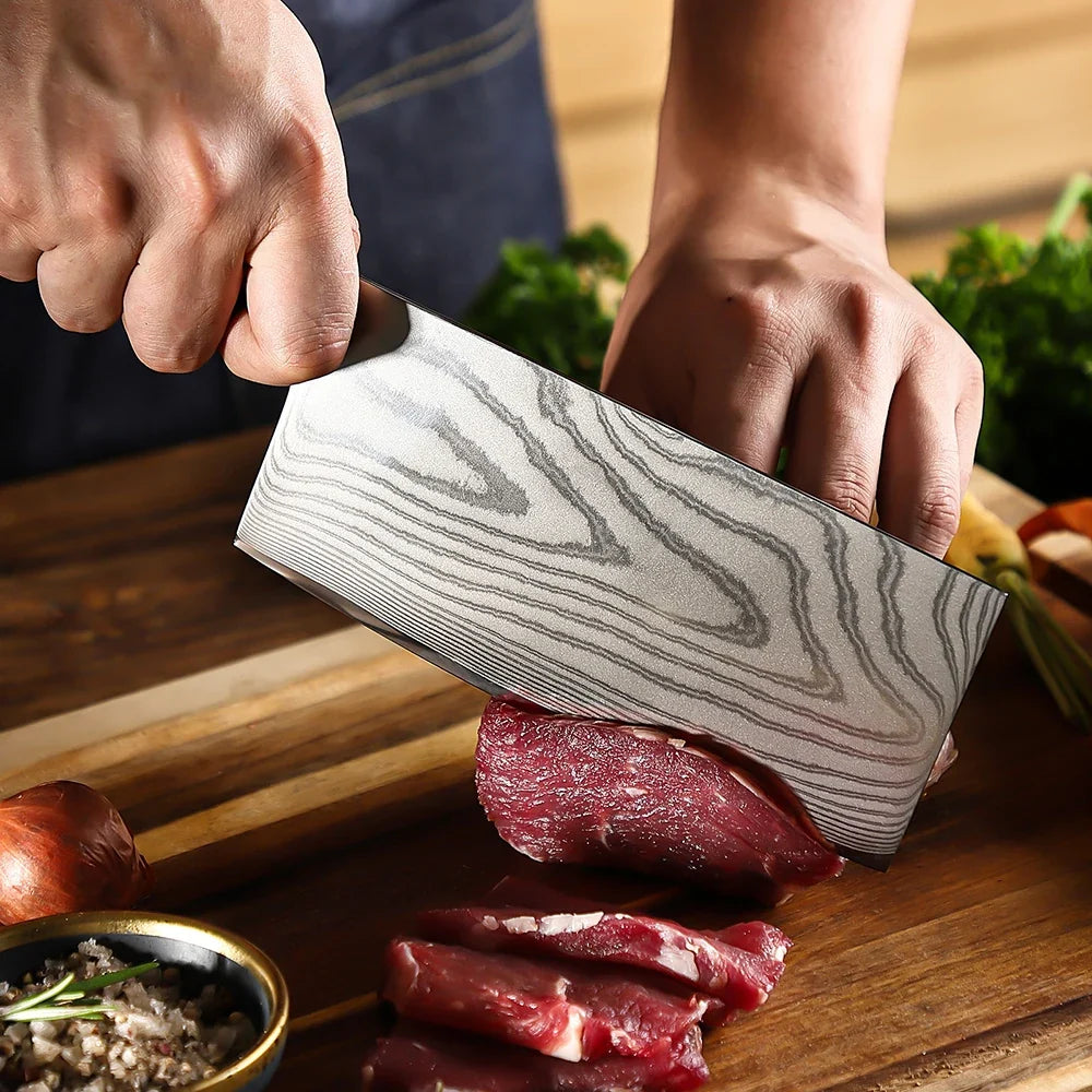 Sunnecko 7" VG10 Damascus Steel Cleaver Knife – G10 Handle
