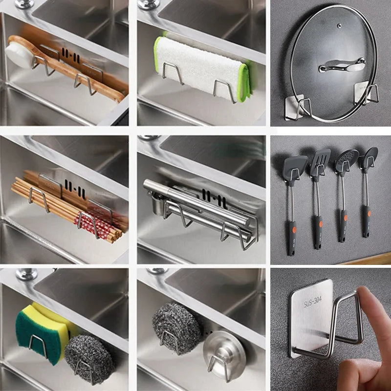 Stainless Steel No-Drill Sponge Holder & Sink Organizer
