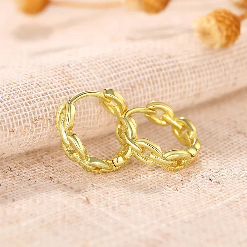 Huitan Gold Chain Hoop Earrings – Geometric Women's Jewelry