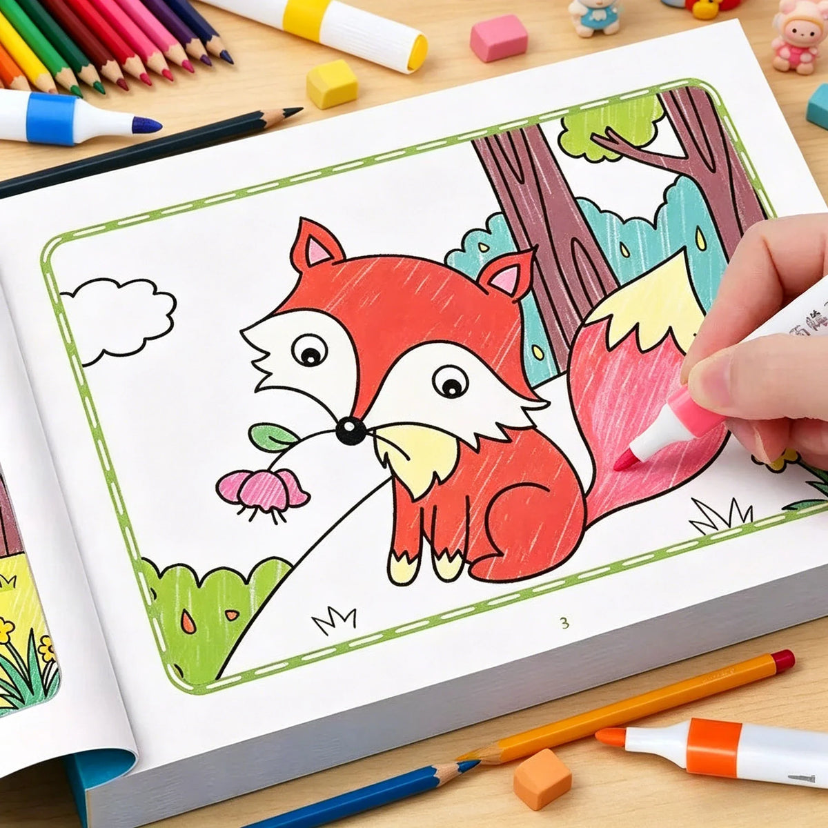 Children's Animal Coloring Book 32 Pages Cute Wildlife Themed Drawing