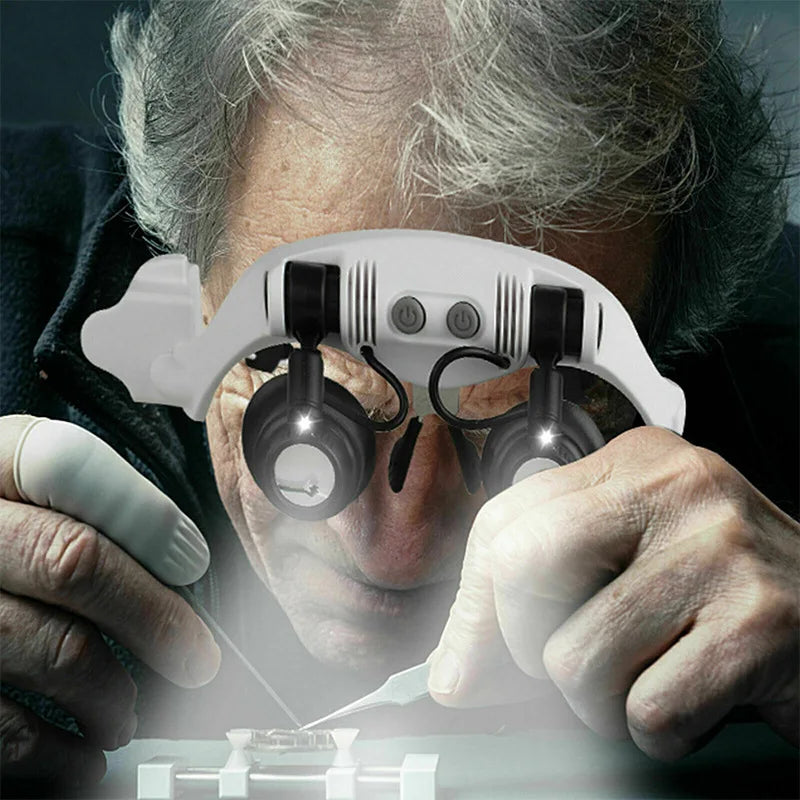 LED Magnifier Loupe Glasses 10X 15X 20X 25X – Jewelry Watch Repair