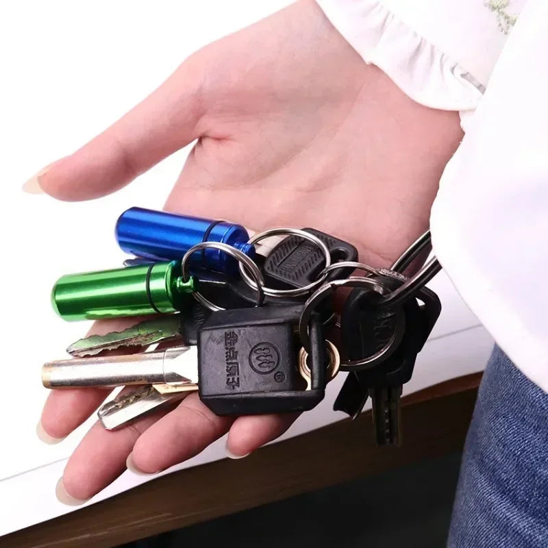 Mini Waterproof Aluminum Keychain Storage Capsule Box – 6 Pack
