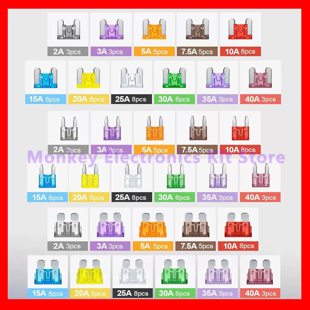180PCS Car Fuse Assortment Kit – Mini, Standard & Micro Fuses