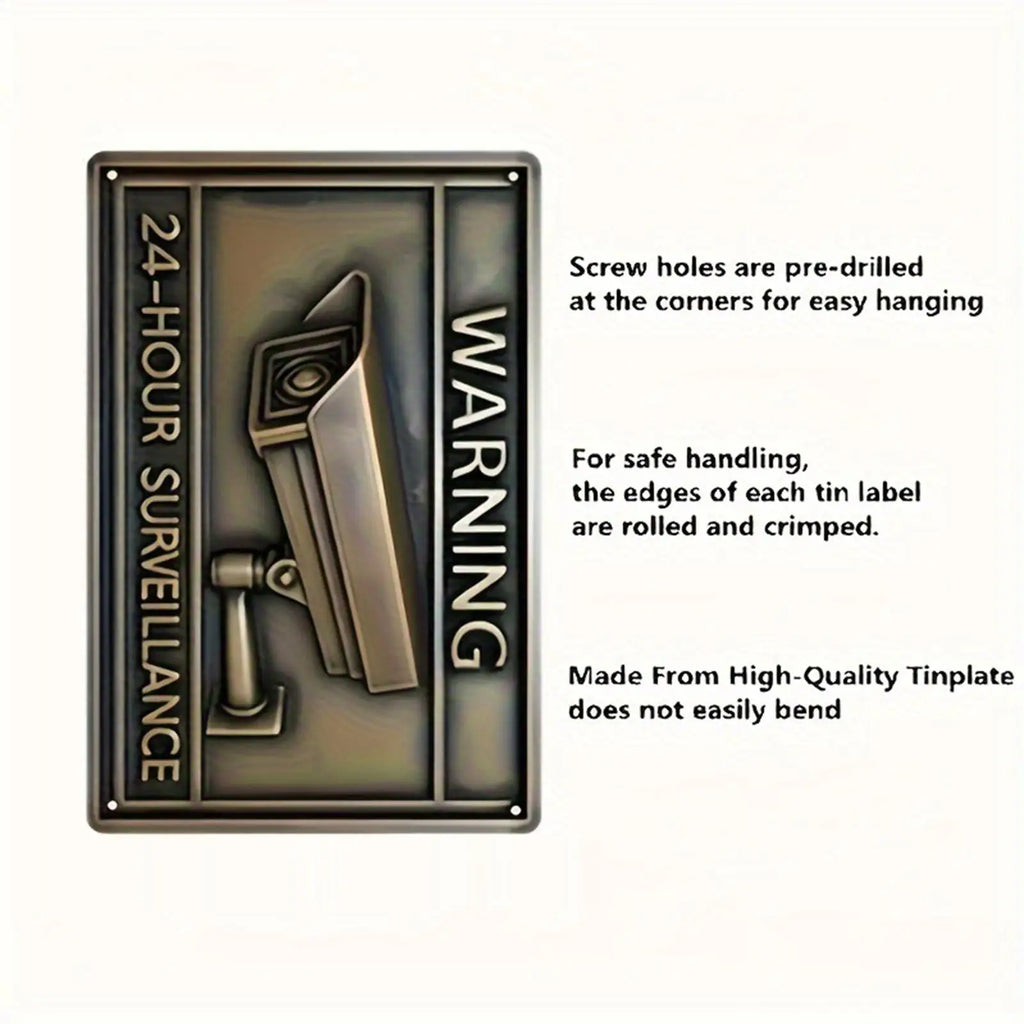 Vintage Metal CCTV Camera Warning Sign – Indoor & Outdoor