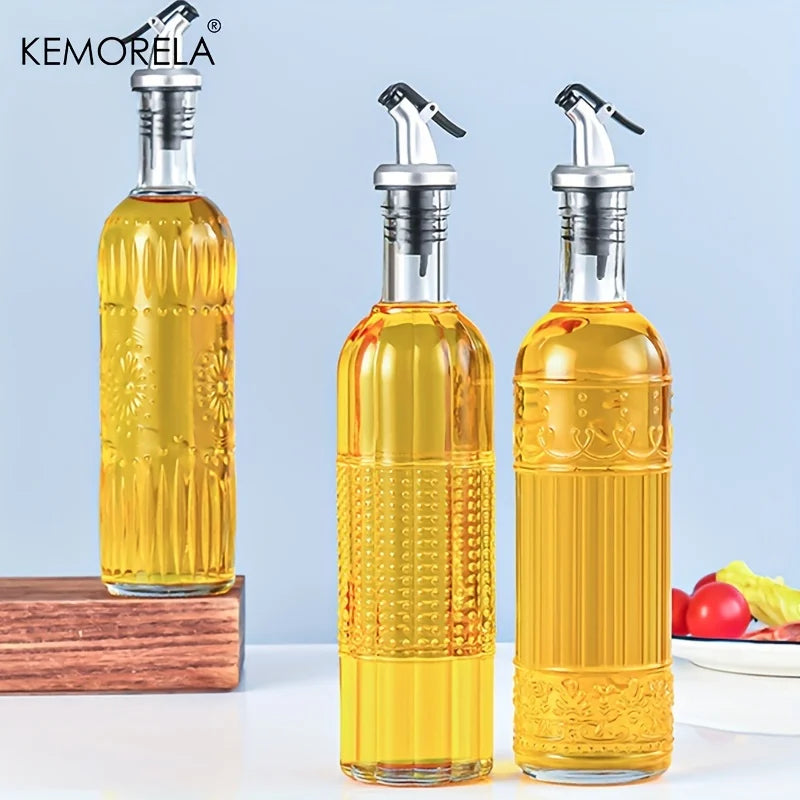 Vintage Glass Oil Dispenser Bottle – Leak-Proof Olive Oil Vinegar