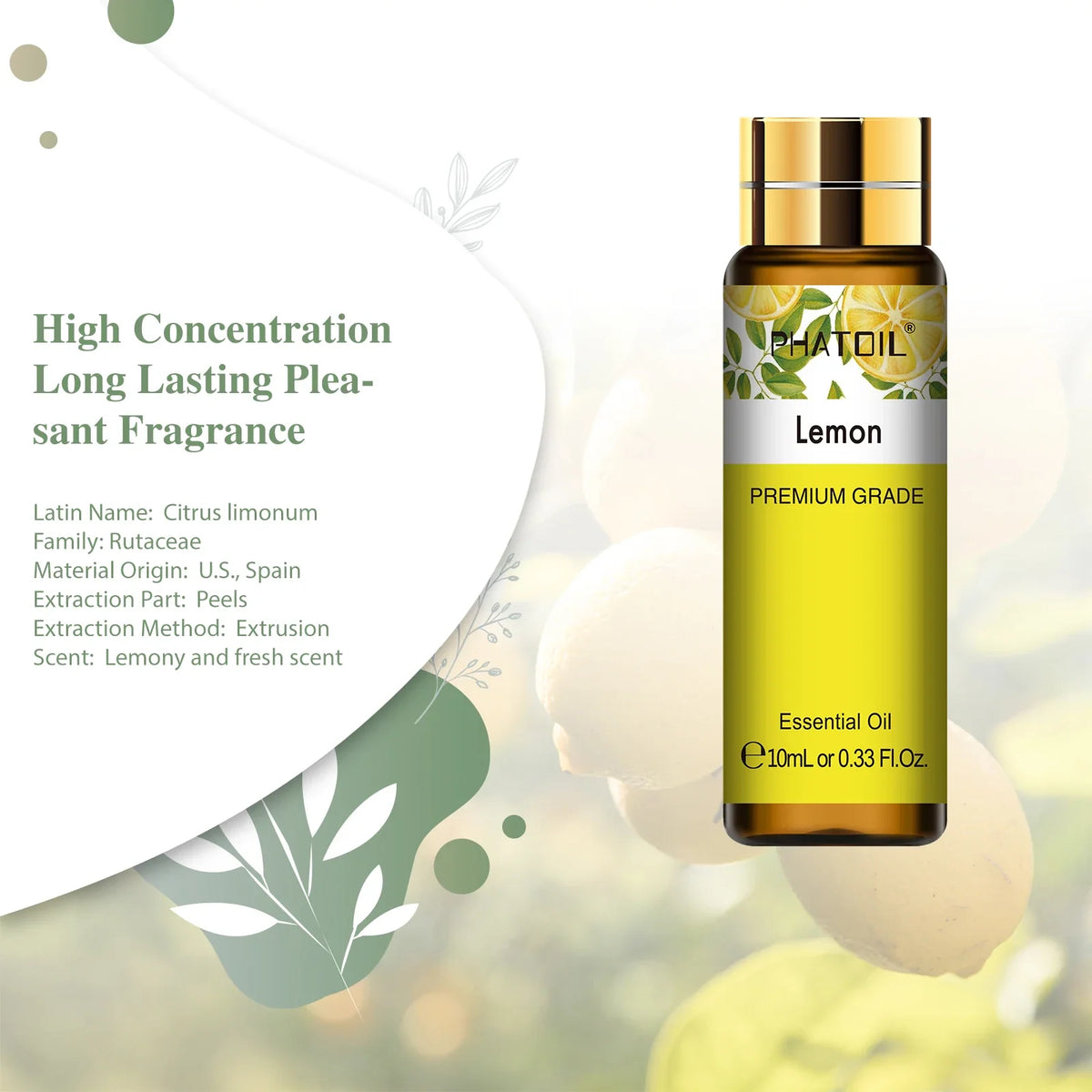 PHATOIL 10ml Pure Essential Oil – Diffuser, DIY & Aromatherapy