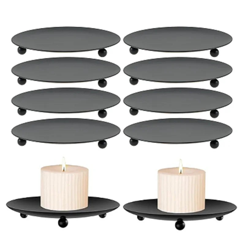 Black Iron Pillar Candle Holders Set of 8 | Wedding & Home Decor