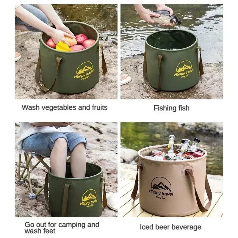 Collapsible Camping Bucket 5/10/20L – Foldable Waterproof