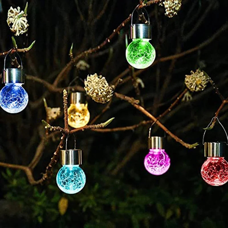 Solar Hanging Garden Lights – LED Cracked Glass Ball Lanterns