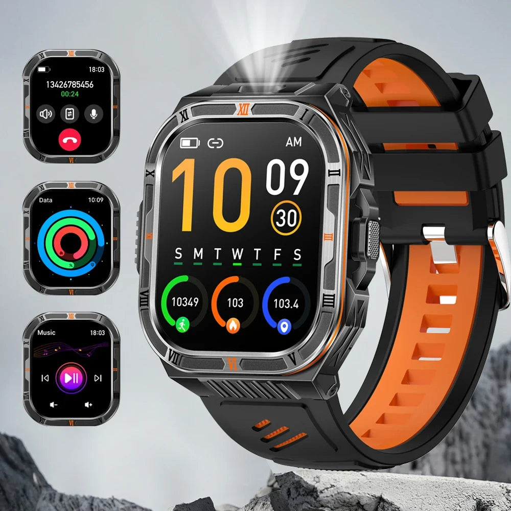 Yoateo Men's Smart Watch | Flashlight, Compass, Bluetooth Call