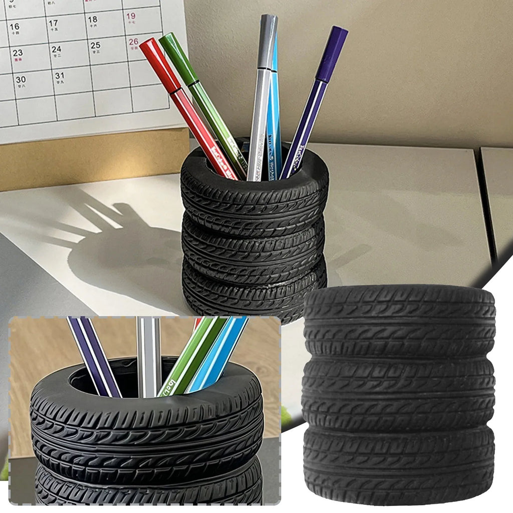 Tire Shaped Pen Holder | Creative Desk Organizer & Decor