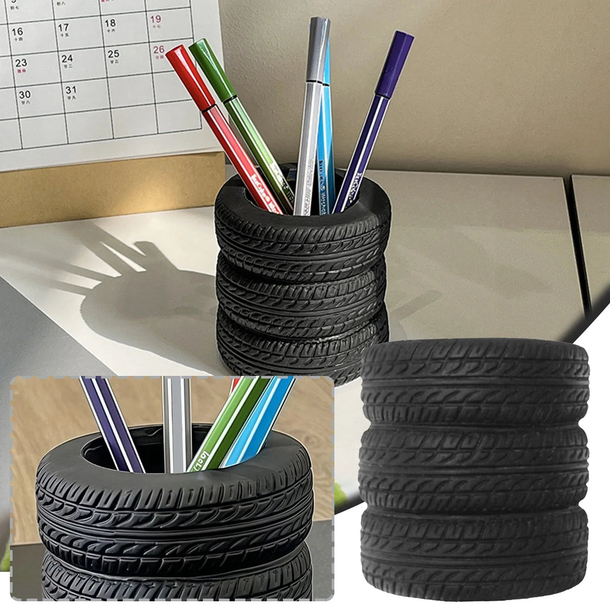 Tire Shaped Pen Holder | Creative Desk Organizer & Decor