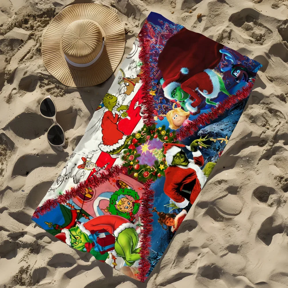 Grinch Quick-Dry Beach Towel | Soft Cartoon Print, Multi-Size