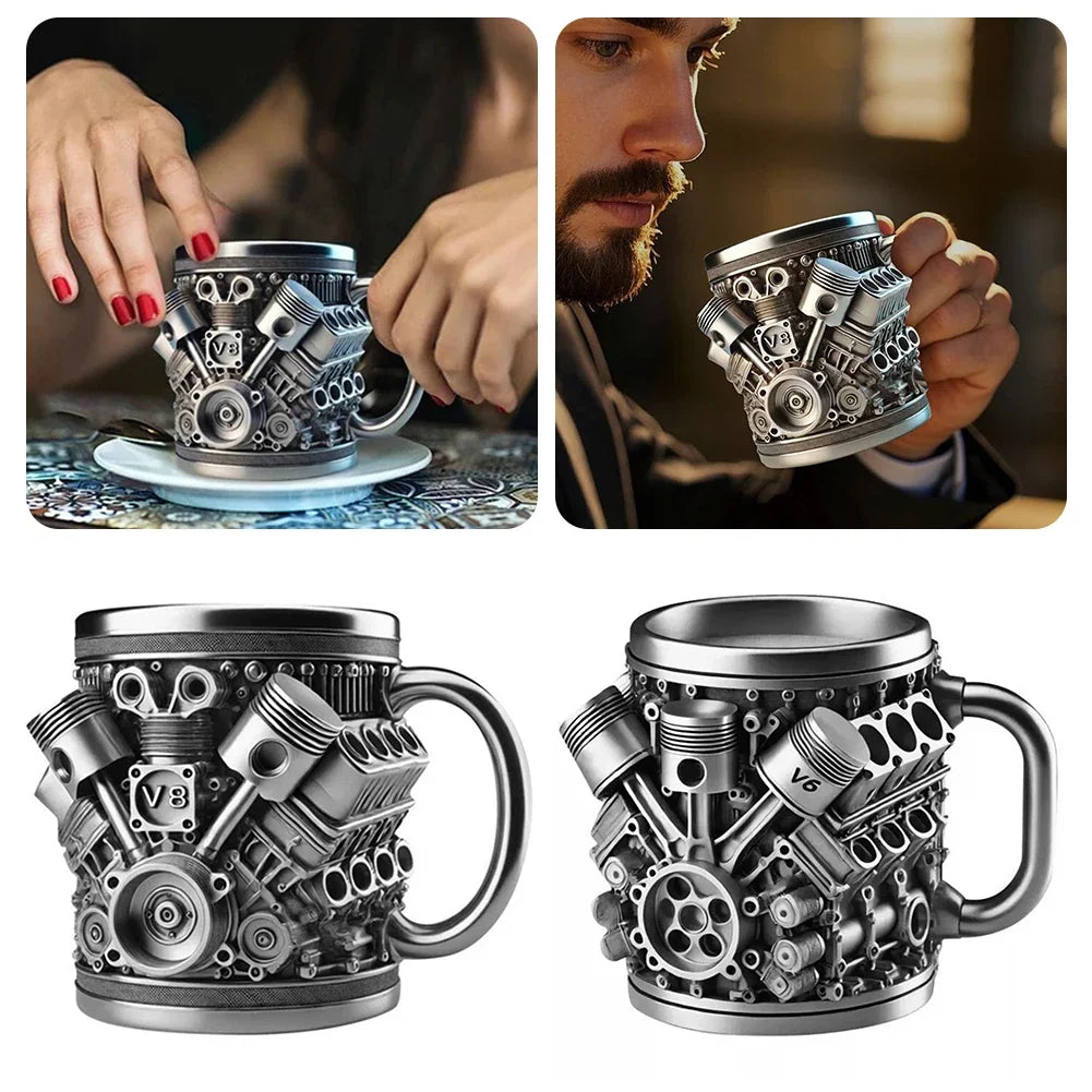 V8 Engine Stainless Steel Insulated Coffee Mug | Car Enthusiasts