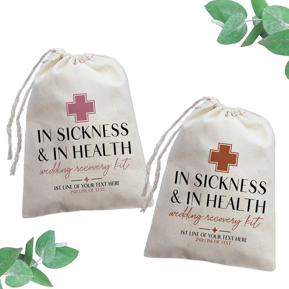 Custom "In Sickness & In Health" Wedding Hangover Recovery Kit Bag