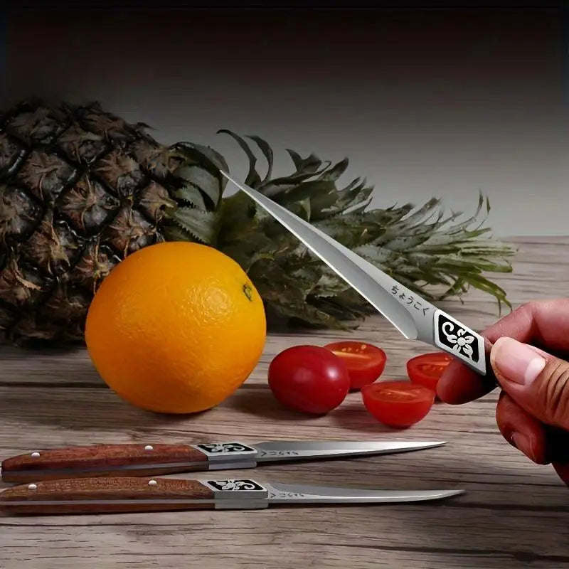 3-Piece Food Carving Knife Set – Stainless Steel & Wood Handle