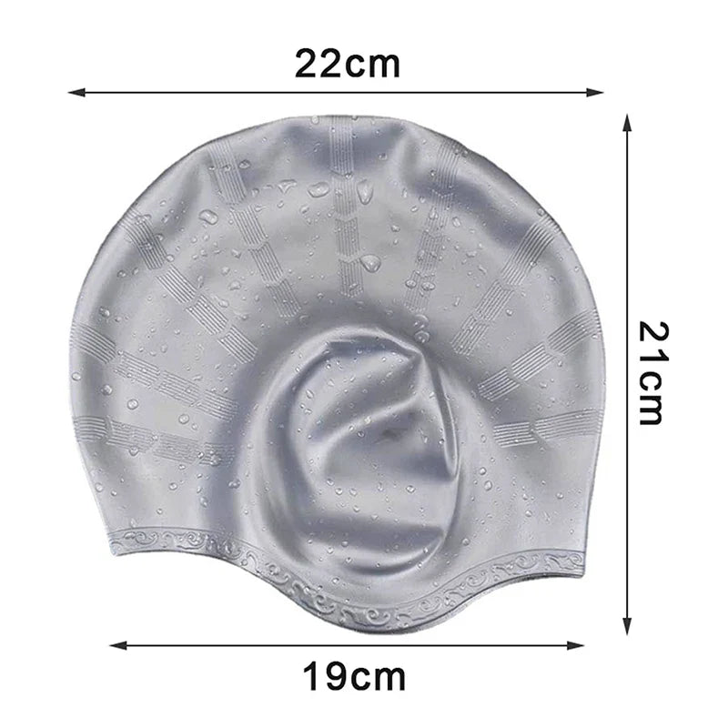 Adult Silicone Swimming Cap – Waterproof Ear Protection, Long Hair