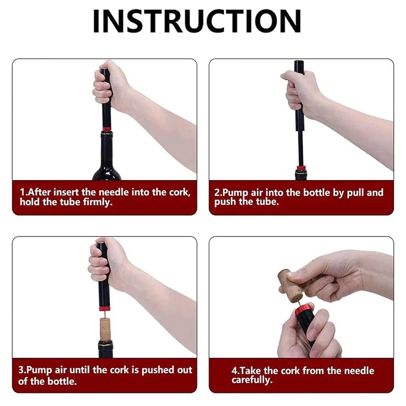 Wine Opener Air Pump Bottle Stainless Steel Pin Cork Remover Pressure
