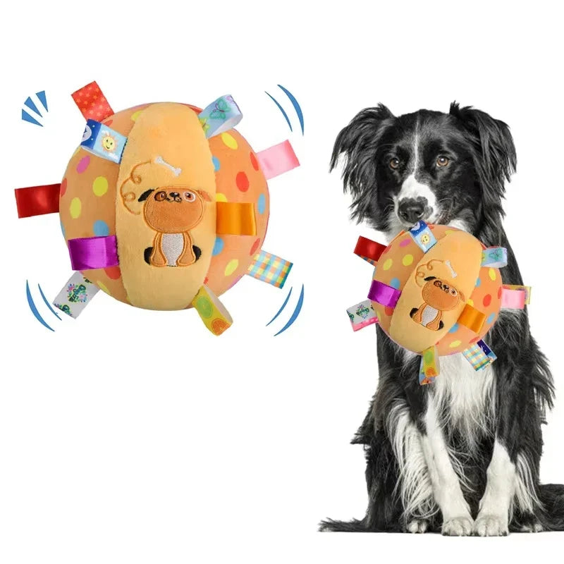 Interactive Plush Dog Toy Ball with Bells – Chew & Fetch Toy