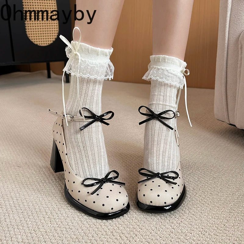 Women's Mary Jane Pumps – Butterfly-Knot Ankle Strap Heels