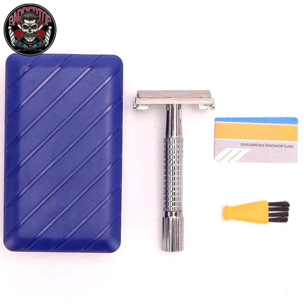 Men's Adjustable Safety Razor Set – 10 Blades & Storage Case