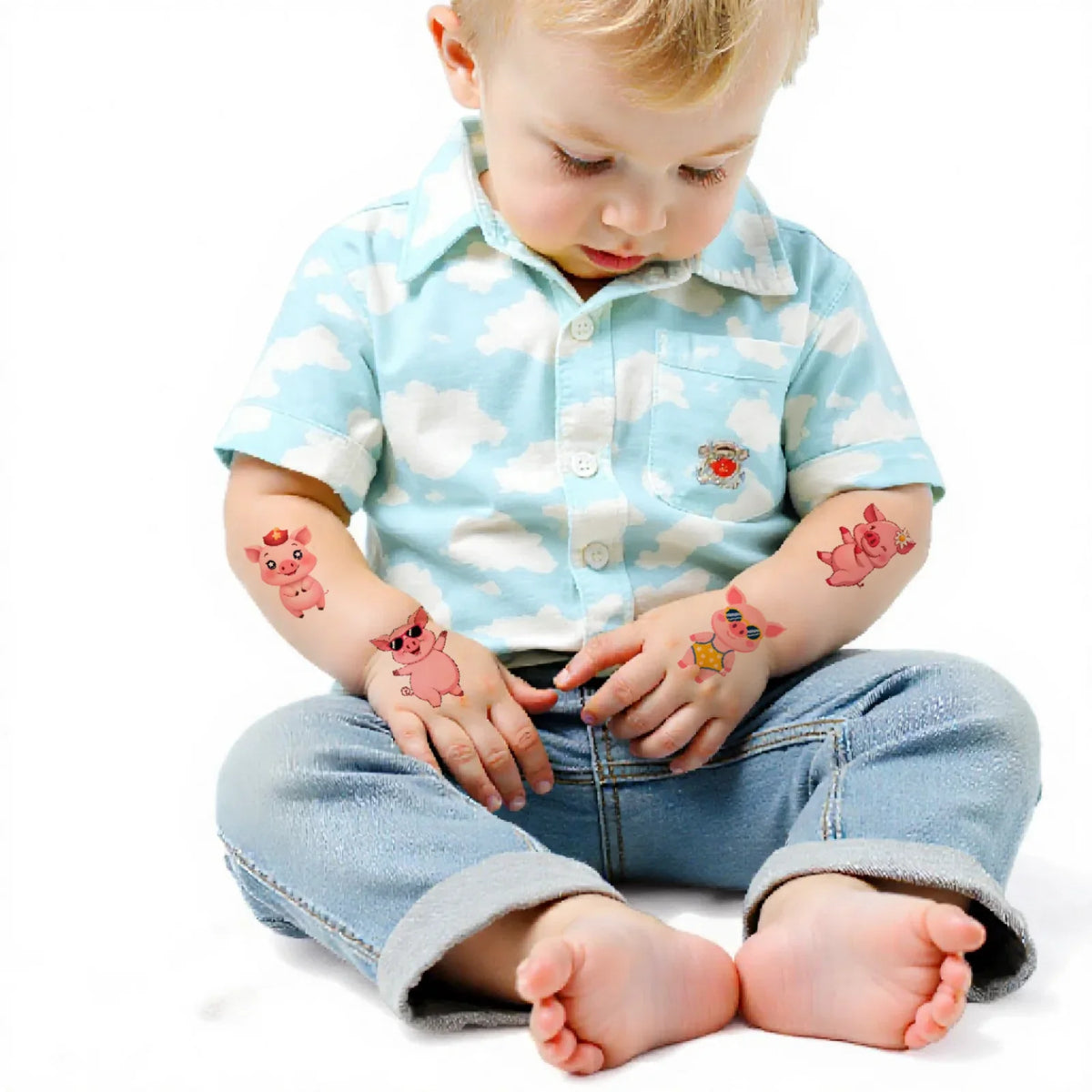 54pcs Cute Pig Temporary Tattoo Stickers – Waterproof 3D