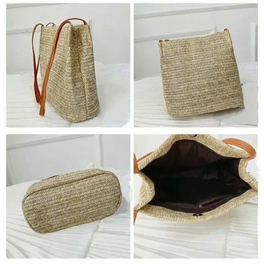 Bohemian Woven Rattan Straw Bag – Women's Crossbody Tote