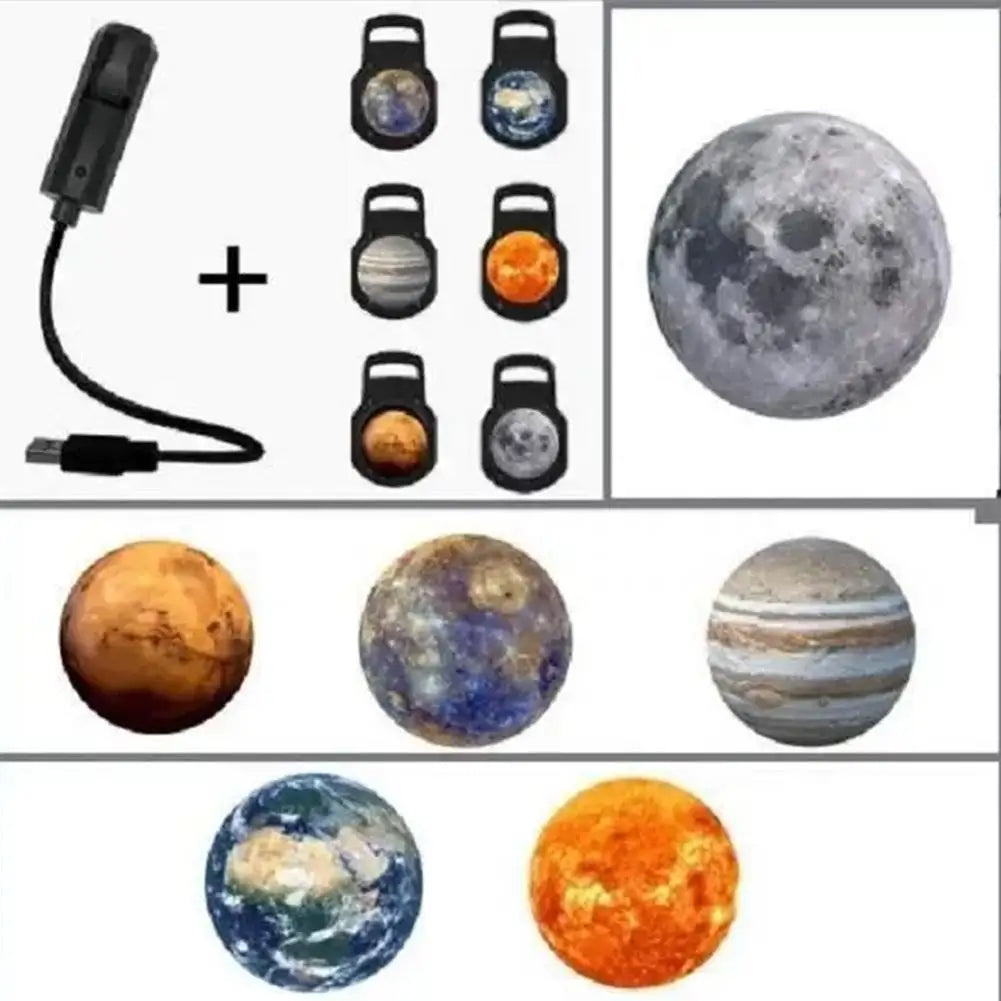 USB Planet Projector Night Light | 10 Cosmic Films, 360° Rotation