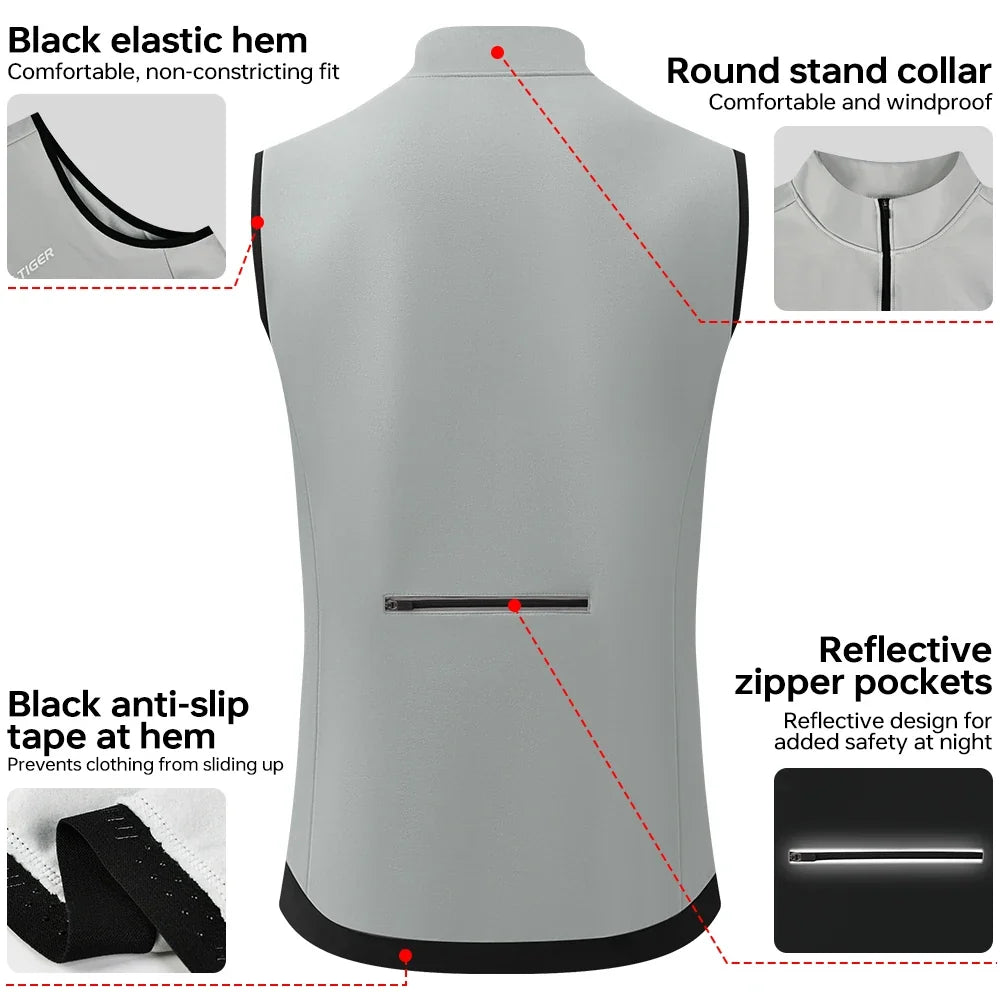 X-TIGER Winter Fleece Cycling Vest – Windproof Thermal Gilet