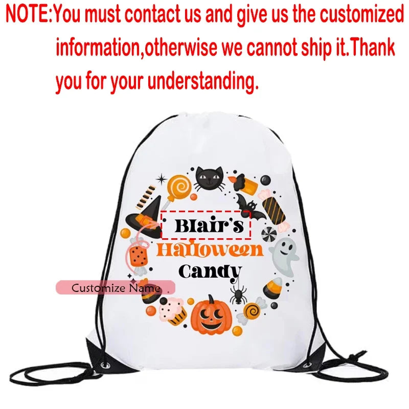 Personalized Halloween Drawstring Backpack | Custom Trick or Treat Bag