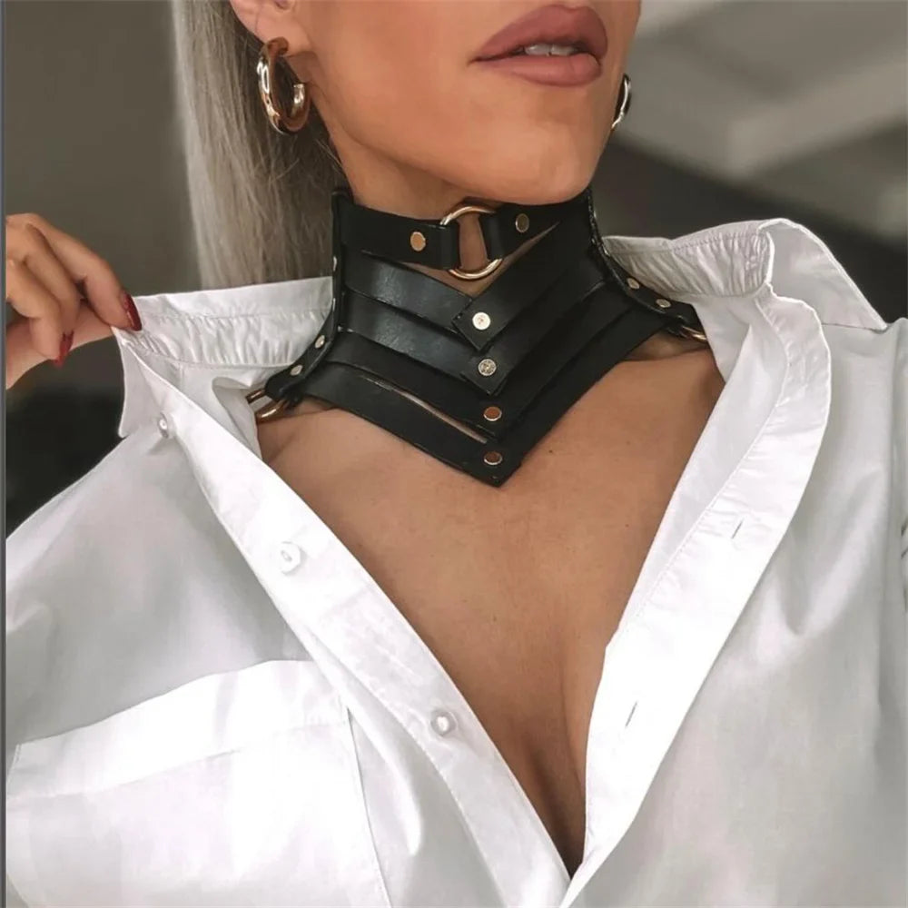Black Sexy Trendy Rock Gothic Collar Necklaces Jewelry Leather Belt
