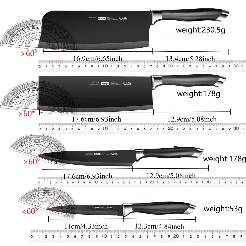 PLYS 6-Piece Kitchen Knife Set with Holder – Stainless Steel