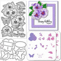 Pansy & Butterfly Clear Stamps, Metal Die Cuts & Stencil Set