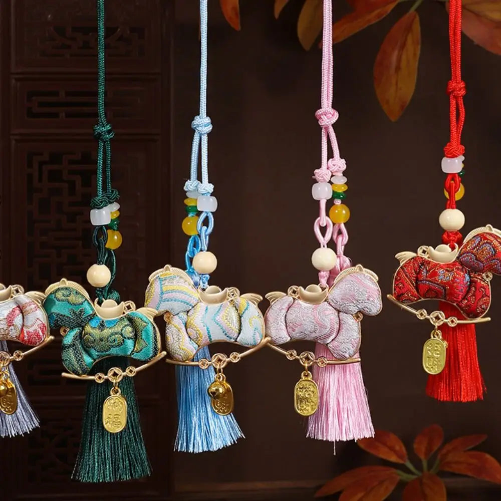 Chinese New Year Horse Embroidered Satin Tassel Pendant