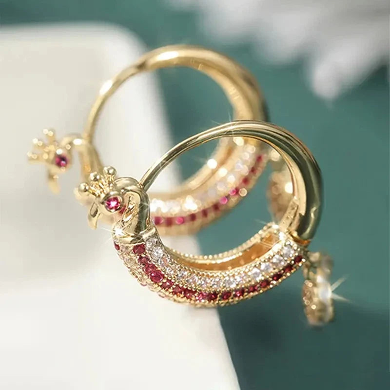 Huitan Cubic Zirconia Hoop Earrings – Geometric Women's Jewelry