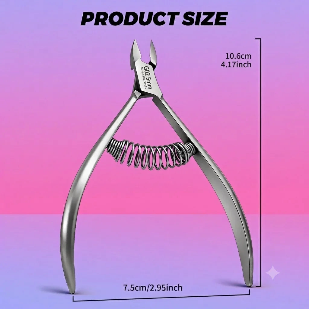 Professional Stainless Steel Cuticle Nippers | Built-In Spring