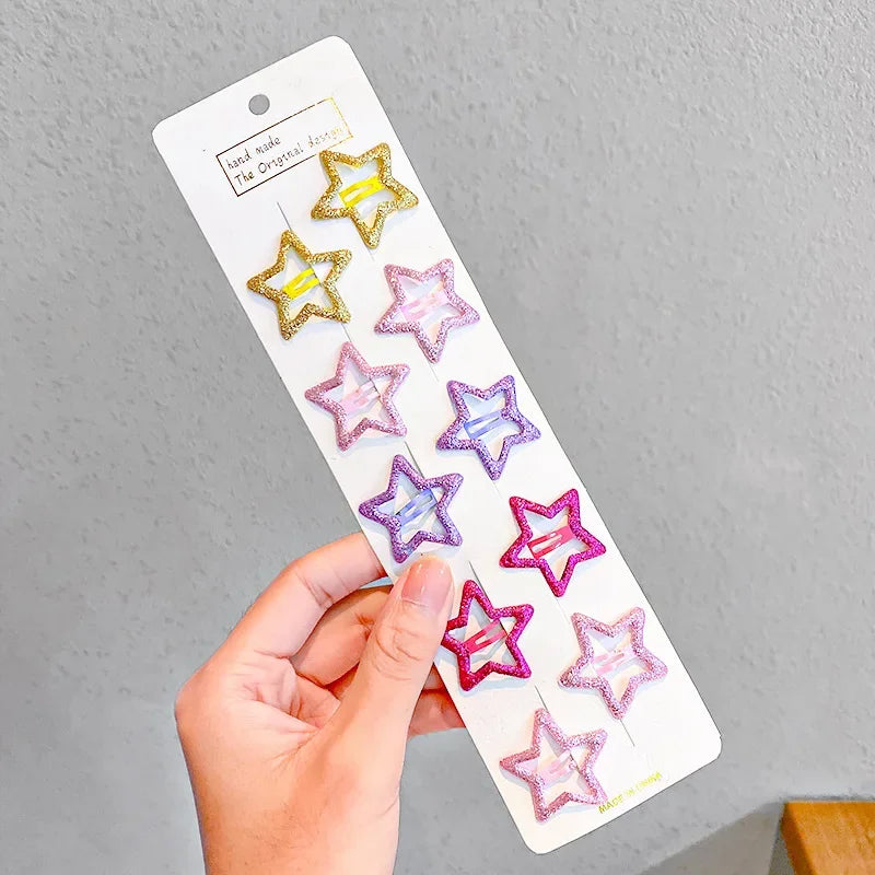 Colorful Star & Waterdrop Hair Clips for Girls – 30pcs