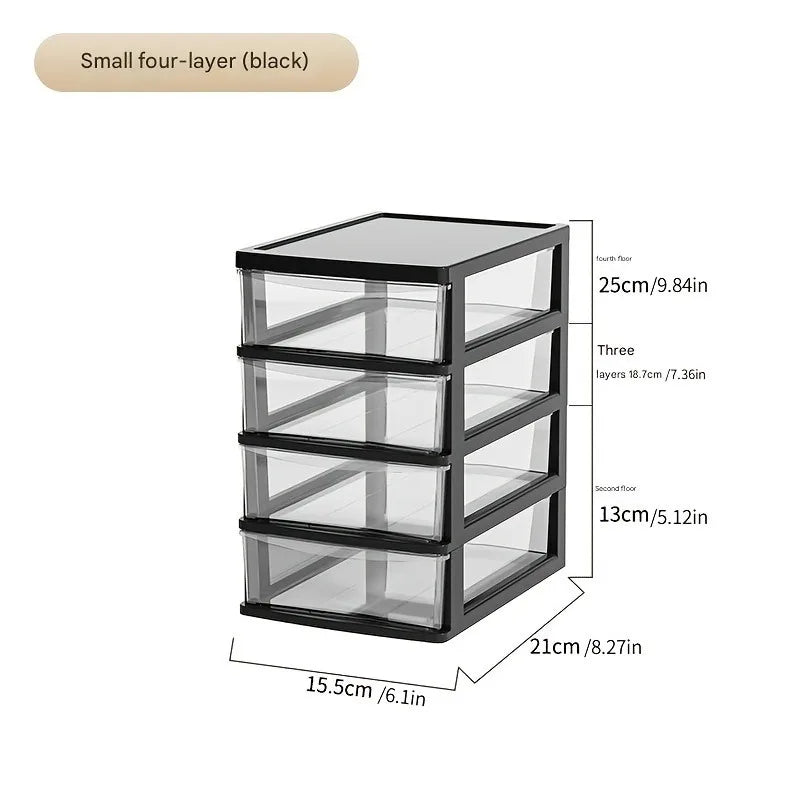 Transparent Plastic Cosmetic Storage Box Drawer Makeup Organizer