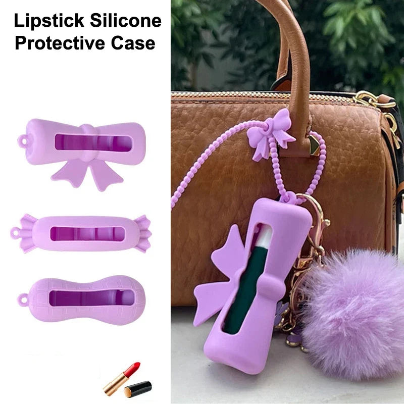 Silicone Lipstick Holder Keychain | Peanut Shape Lip Balm Cover