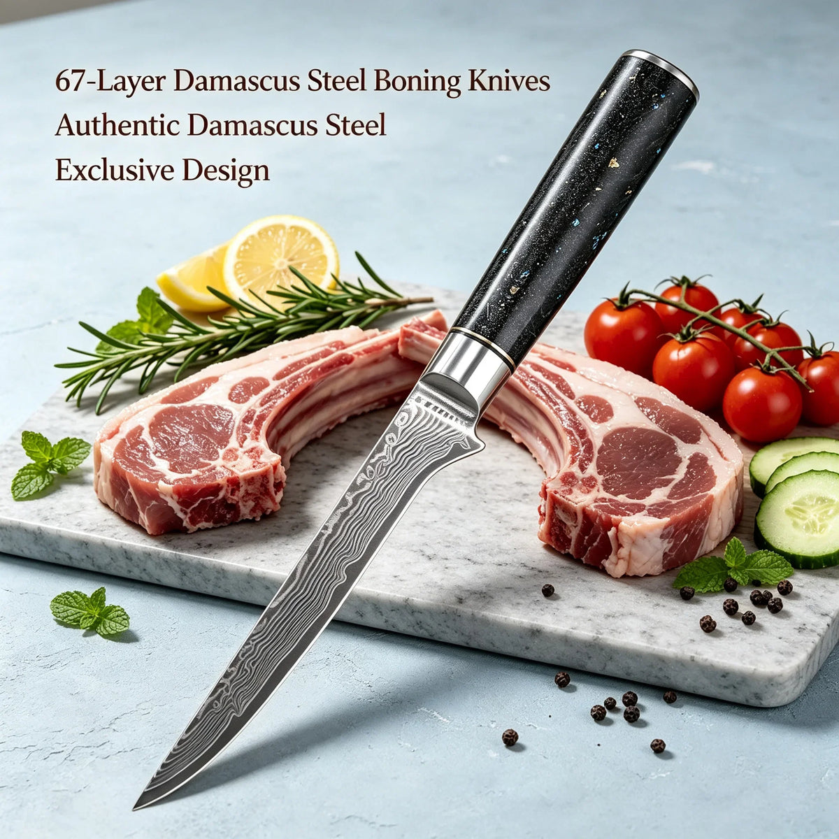 67-Layer Damascus Steel Boning Knife – Pro Chef Knife