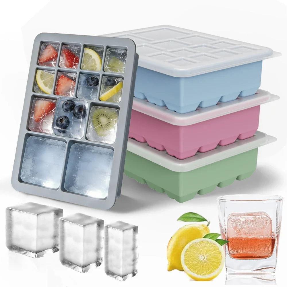 13-Grid Extra Large Silicone Freezer Tray with Lid | Food Storage