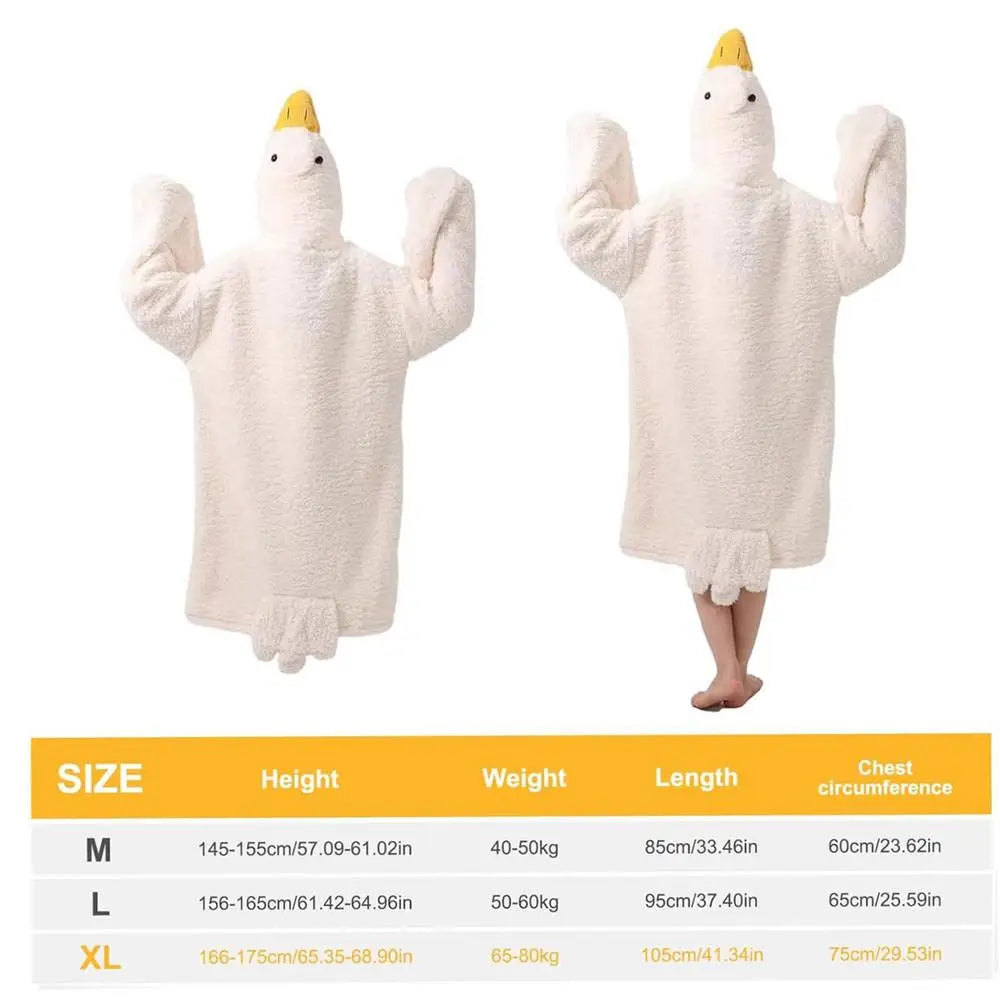 Cartoon Goose Wearable Blanket Hooded Onesie Robe – Adults & Kids
