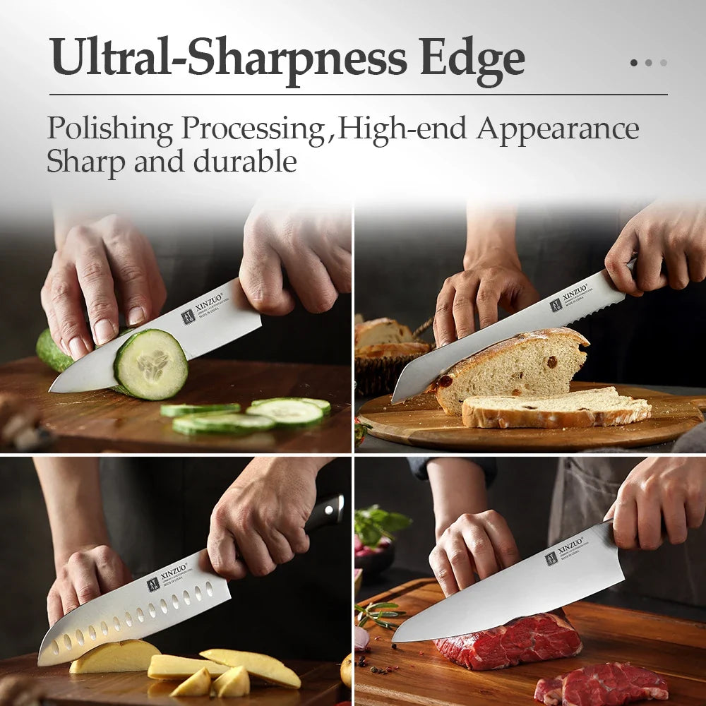 XINZUO Yu 8-Piece Knife Set | 1.4116 Steel & Ebony Handle