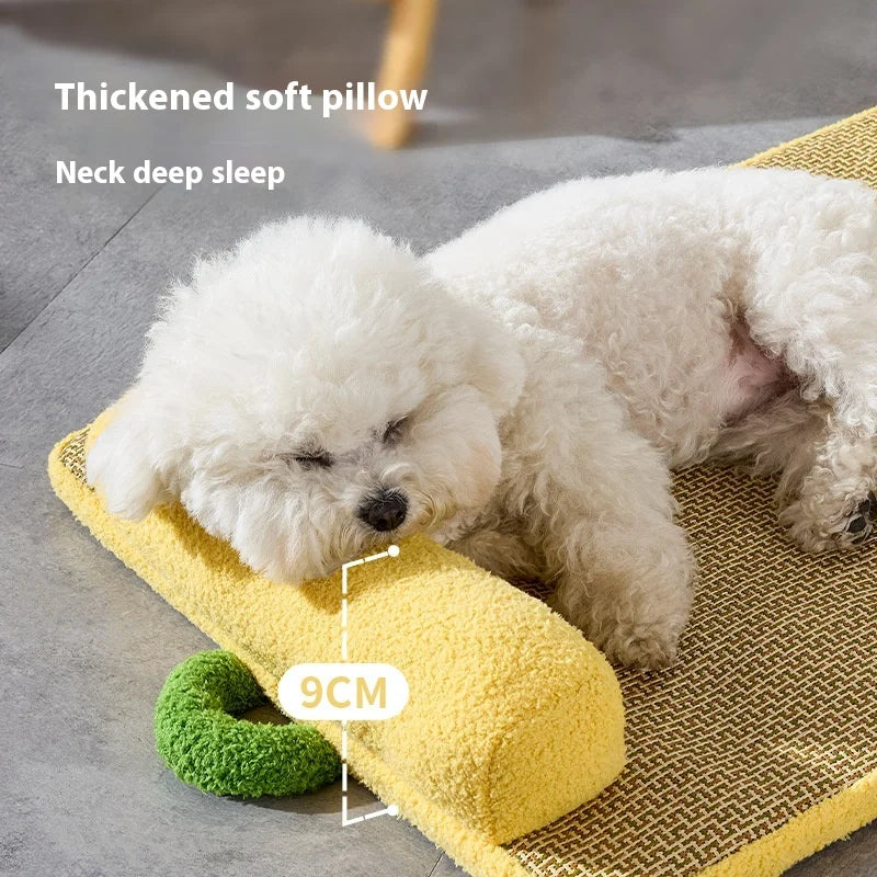 Summer Pet Cooling Mats Rattan Woven Breathable Heat Dissipating