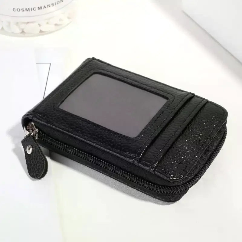 JETTING PU Leather Zipper Card Holder Wallet with ID Window