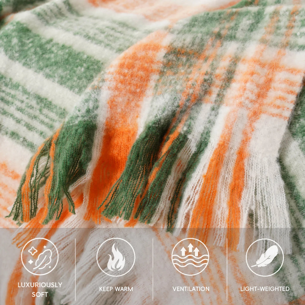 Battilo Plaid Throw Blanket | Soft Tartan Sofa Throw
