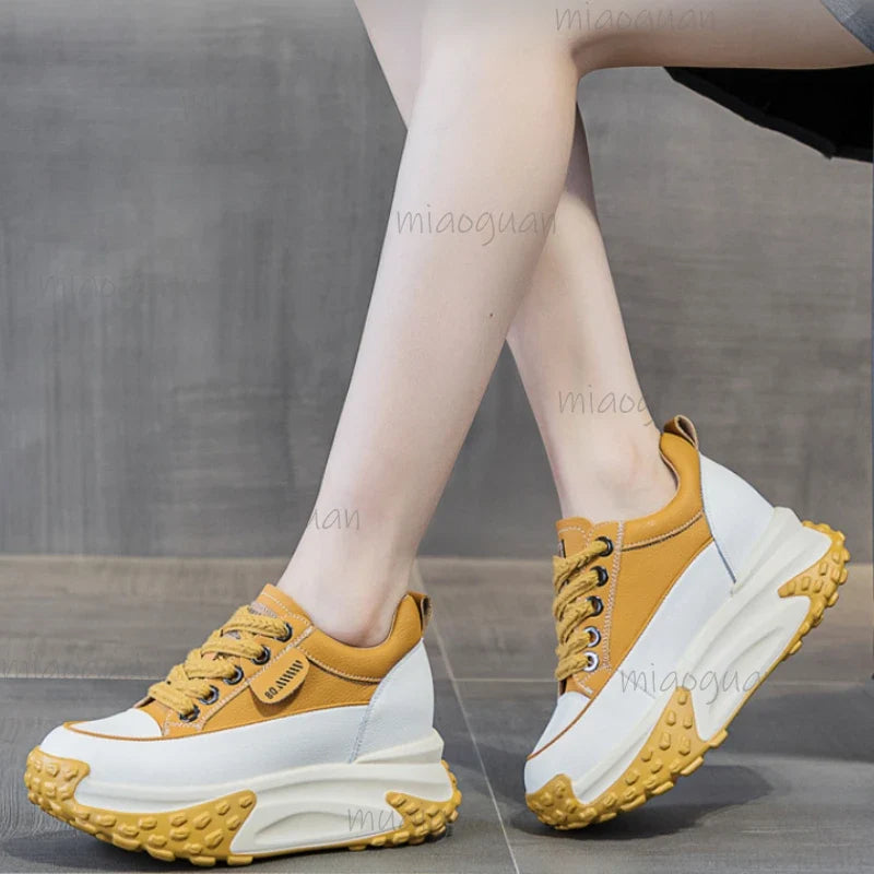 Women's 7cm Wedge Platform Sneakers – Chunky Heel Sport Shoes