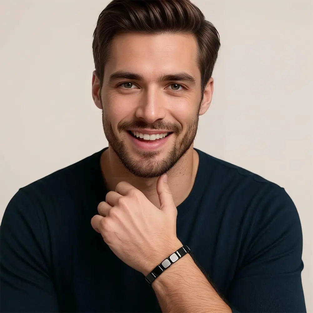 Hematite Black Obsidian Square Bead Stretch Bracelet | Men & Women