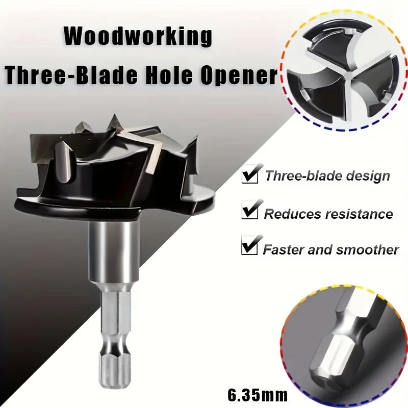 Three-blade Hinge Hole Opener Woodworking Cabinet Door Jig Puncher